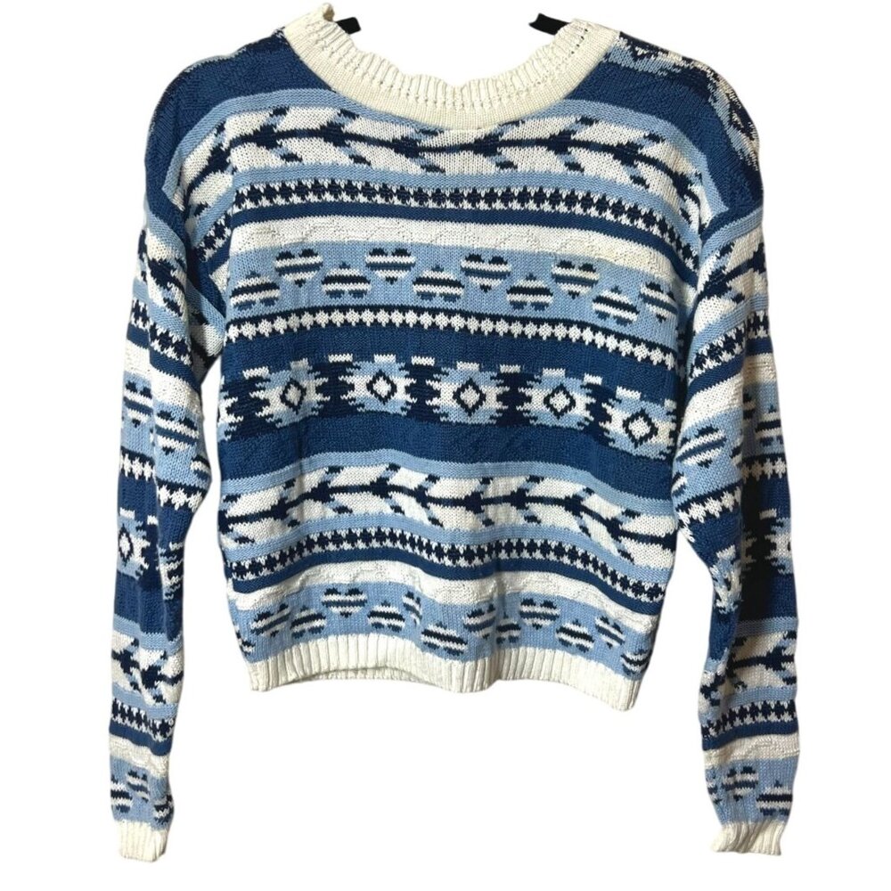 Vintage Granola Girl Jeans‎ Wear 90s Blue Toned Sweater